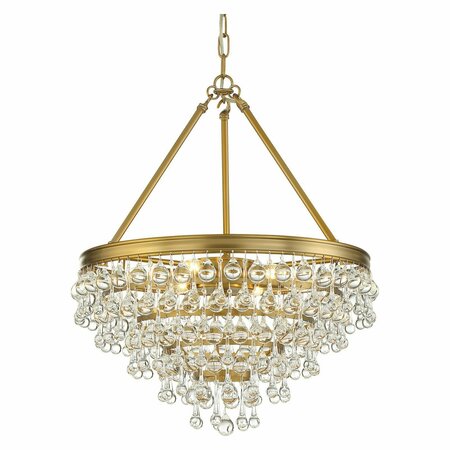CRYSTORAMA 6 Light Aged Brass Transitional Chandelier Draped In Clear Glass Drops 136-VG